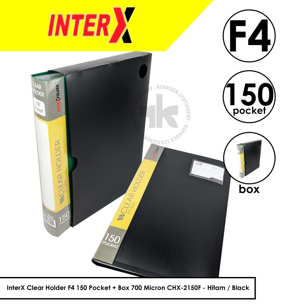 

InterX Clear Holder F4 150 Pocket + Box 700 Micron CHX-2150F - Hitam / Black