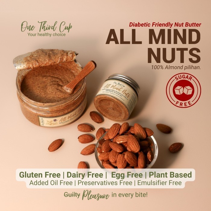 

Premium Almond Butter - All Mind Nuts - BEBAS GULA 100% Almond-Selai Kacang Sehat Keto Friendly