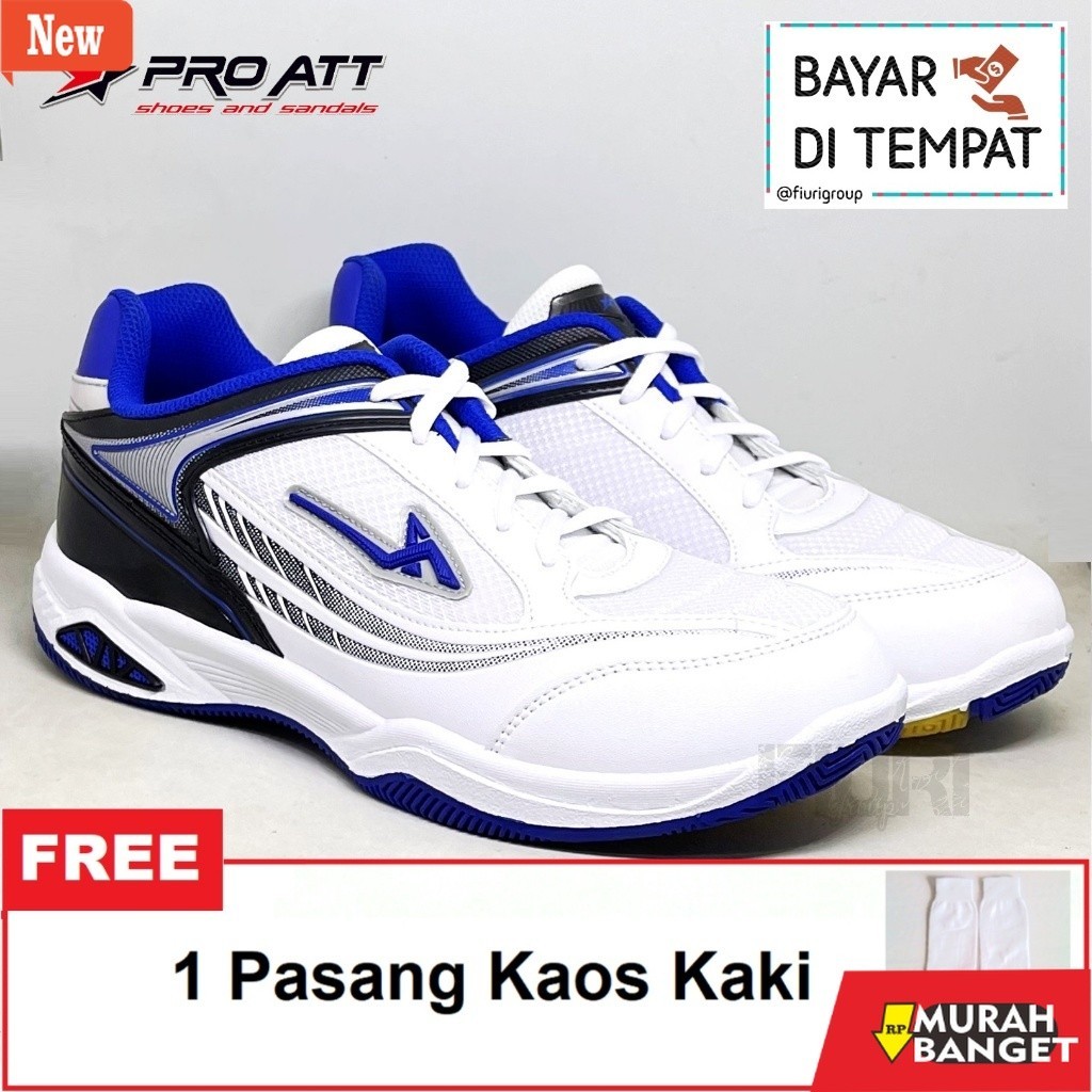 sepatu badminton murah berkualitas FIURI – Pro ATT Original - BSD 640 PUTIH BIRU 39-43 - Sepatu