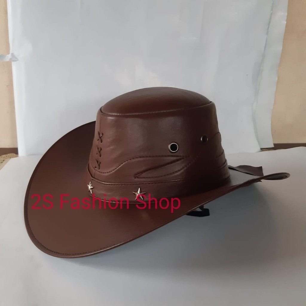 Topi koboi kulit asli Garut