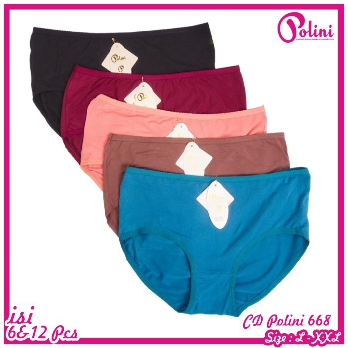 Polini - Paket HEMAT 6&12 Pcs Celana Dalam Wanita POLINI SuperSoft 668 - 6Pcs CD 668, L