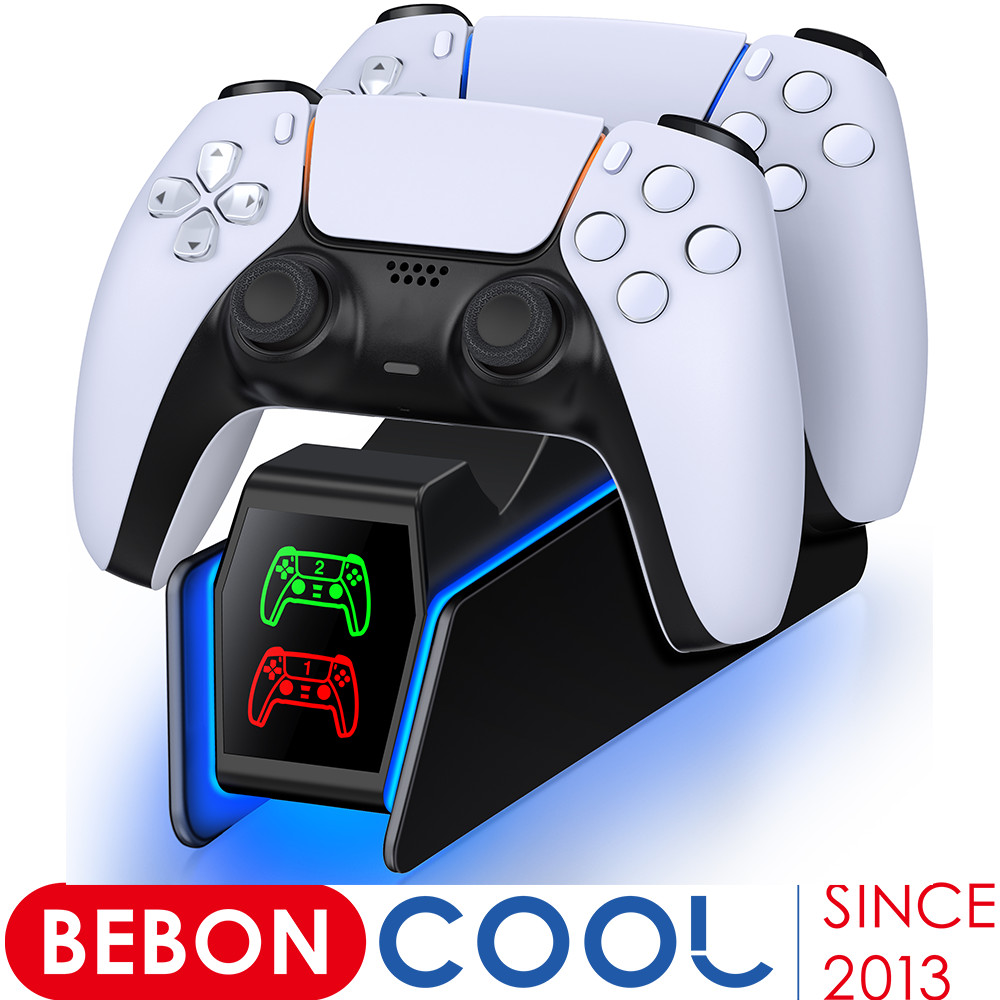 BEBONCOOL For PS5 Controller Charger RGB Fast Charging Station For PlayStation5 Wireless Game Contro