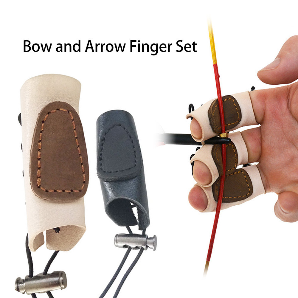 3pcs Outdoor 3 Finger Archery Gloves Ergonomic Design Thickened Adjustable Non Slip Protector Archer