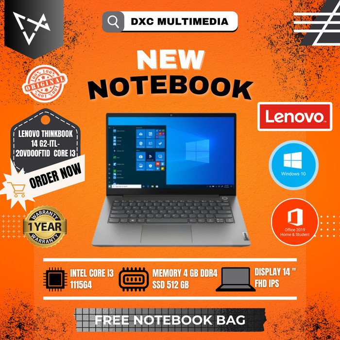Lenovo ThinkBook 14 G2 ITL FTID OHS i3 1115G4 Win10 Home 4GB 512GB SSD 14" FHD IPS 45% NTSC Antiglar