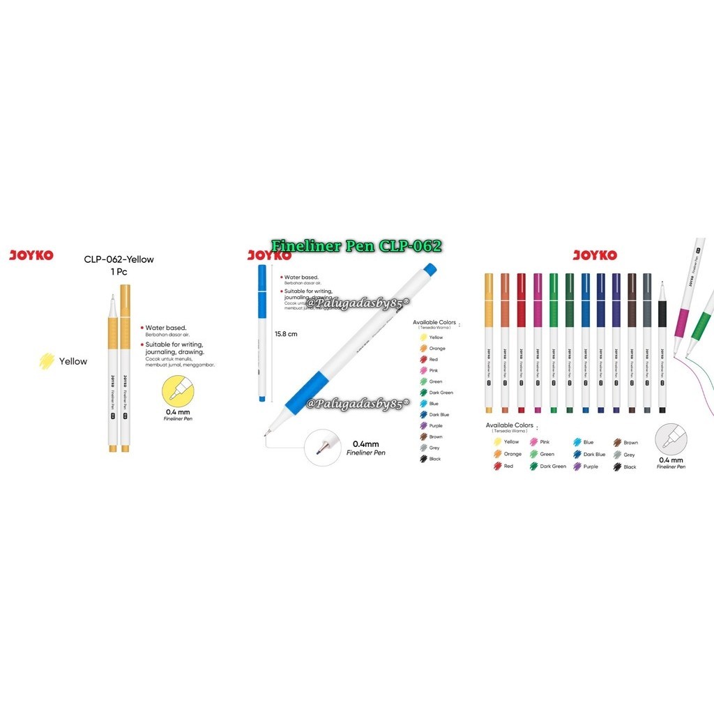 

(1 Biji) Color Pen JOYKO CLP-062 0.4 mm / Fineliner Pen Pulpen Pena Warna Joyko CLP-062 0.4mm