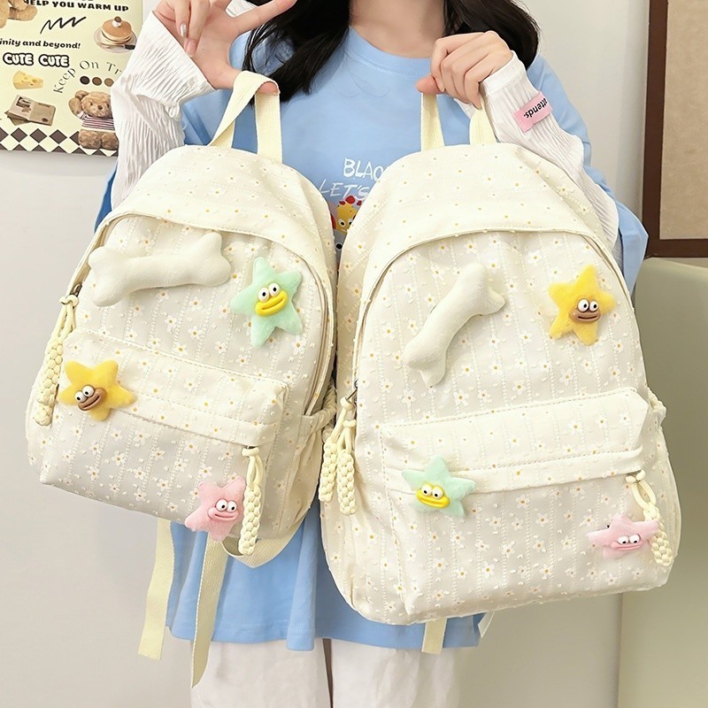 Tas Ransel Kapasitas Besar Anak Perempuan Imut Lembut Bunga Gaya Ins Jepang Tas Punggung Anak-anak S