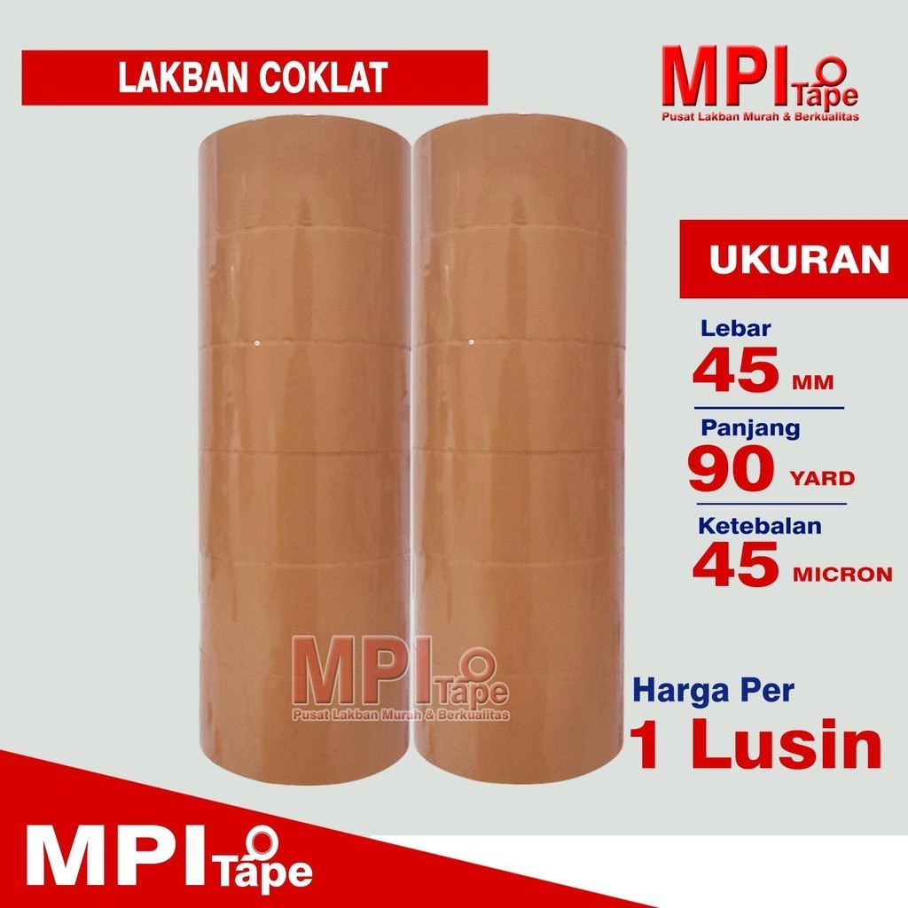 

1 Lusin - Lakban Coklat Uk 45 mm x 90 Yard - Lakban Packing - MPI