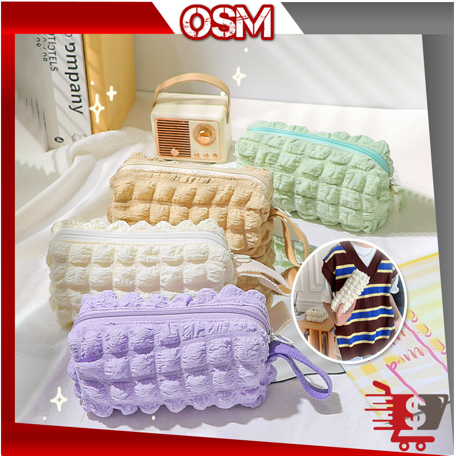 

OSM - S6298 Kotak Pensil Polos Puffy / Aesthetic Crinkled Fufu Pouch