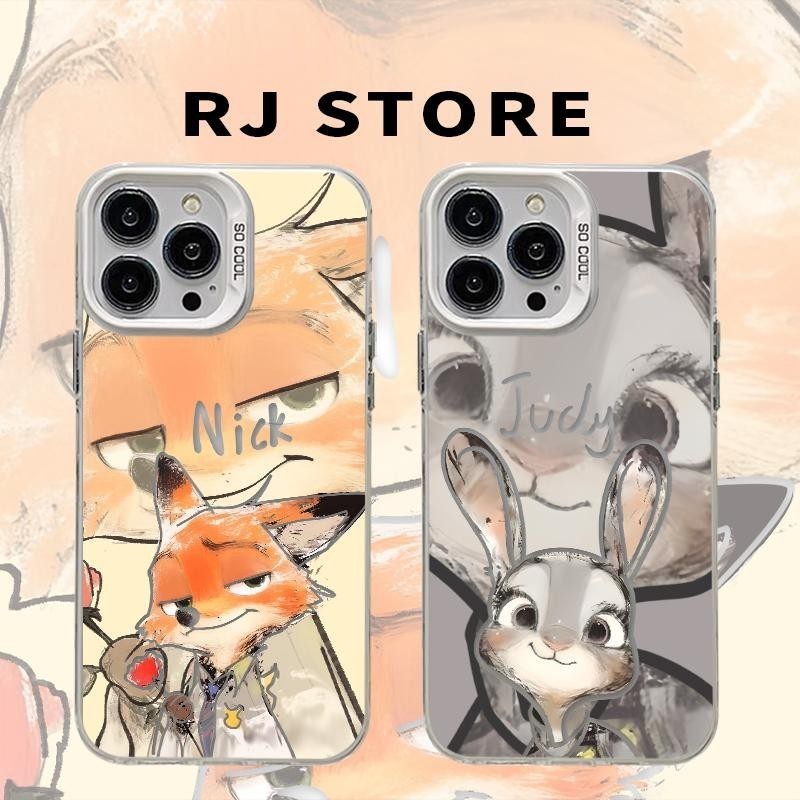 Colorful silver iPhone 13 mobile phone case Cartoon Zootopia pattern mobile phone case iPhone XR 14 