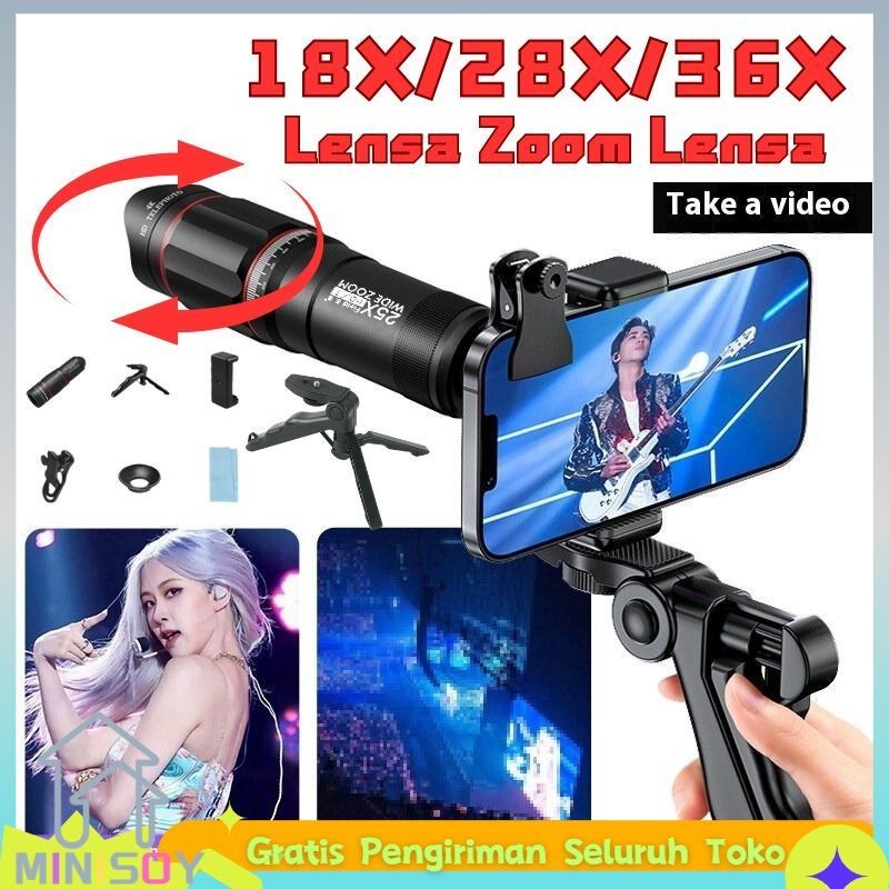 【COD】Lensa Apexel 28x Zoom HP Lens Kamera TeleZoom Lensa Apexel 18x25 Universal 18X Handphone Bermat