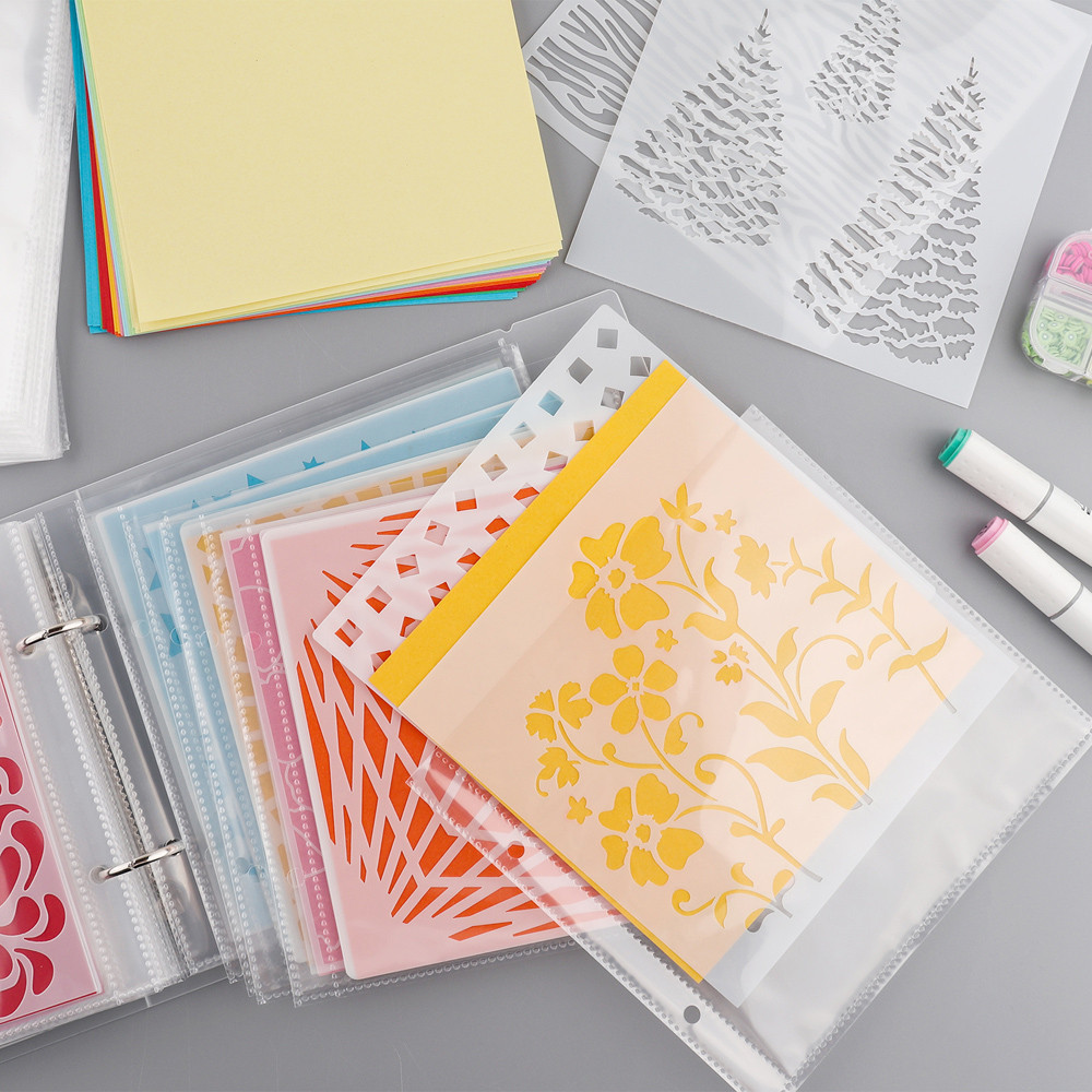 

Cookie Stencil Die Storage Book Binder 6X6 Stencils Stamp Storage Folder Page Storage Containers for Crafts Organized Pockets