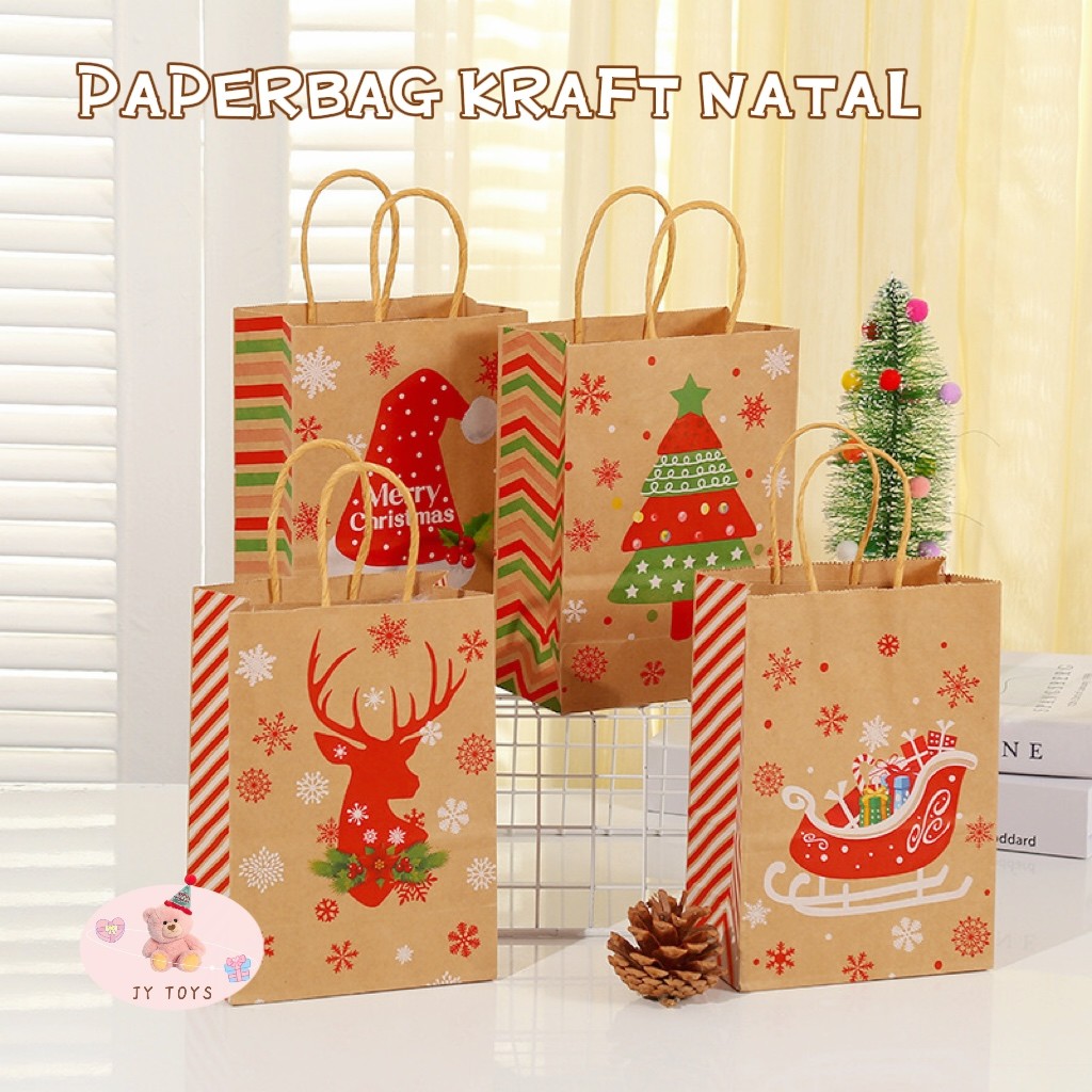 

Paperbag Kraft Natal 21*15*8cm Christmas Paper Bag Hadiah