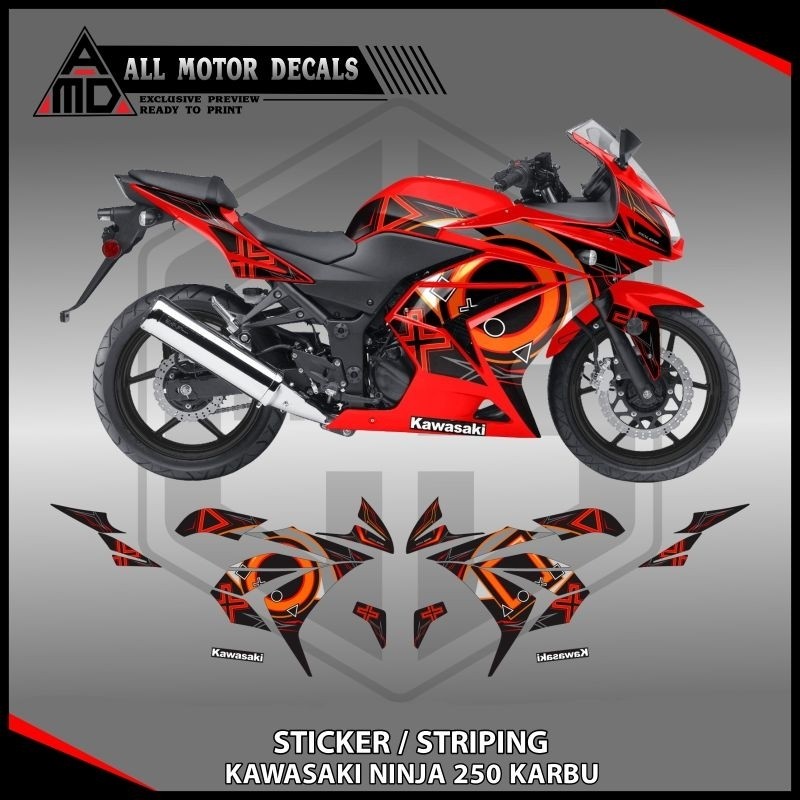 Striping Ninja 250 Karbu Motif Grafis KYT / Decal Kawasaki Ninja Karbu / Sticker Motor Ninja Karbu 2