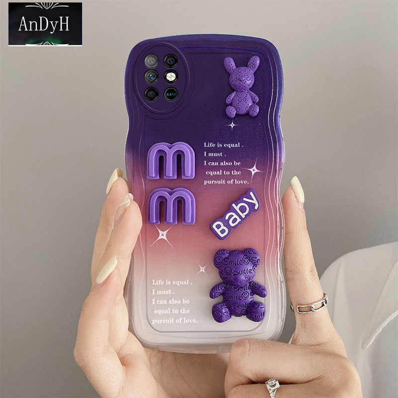 For infinix Note 10 Pro NFC X695 X695C X695D Phone Case 3D Letter Bear Cute Cartoon Design Camera Pr