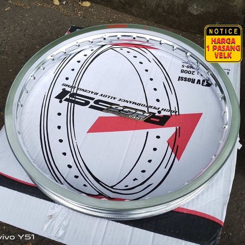 velg velk Vrossi Ring 18 ukuran 160 SIlver Set depan belakang RX KING