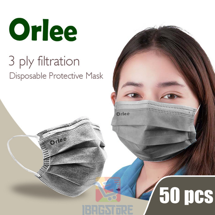 

Masker Orlee Earloop Abu Abu Grey 3 ply 3ply 3 Lapis Kemenkes isi 50