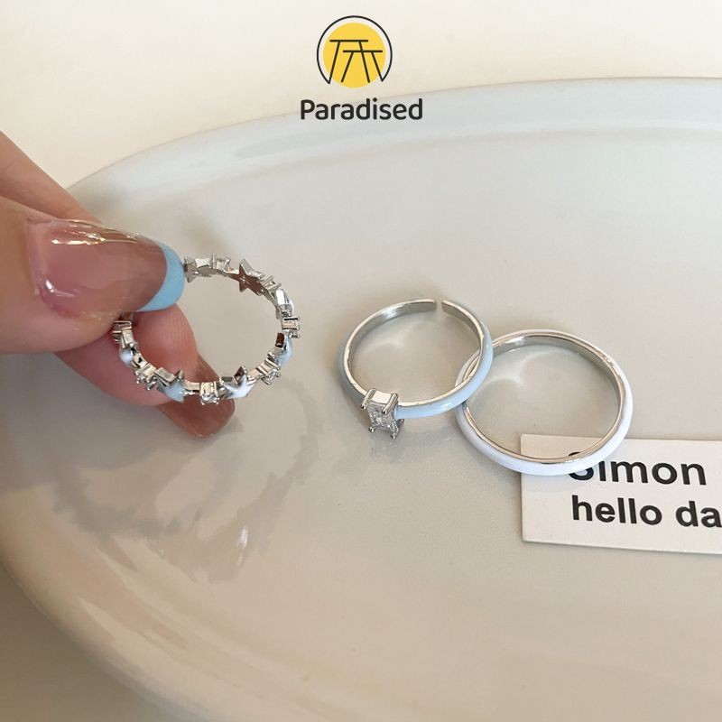 Blue Zircon Star Ring Women Niche Opening Ring Fashionable Ring Sanrio Diamond Ring Paradised