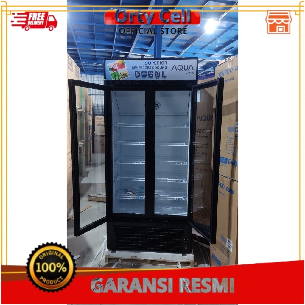 SHOWCASE AQUA JAPAN AQB 600 DISPLAY COOLER PENDINGIN MINUMAN