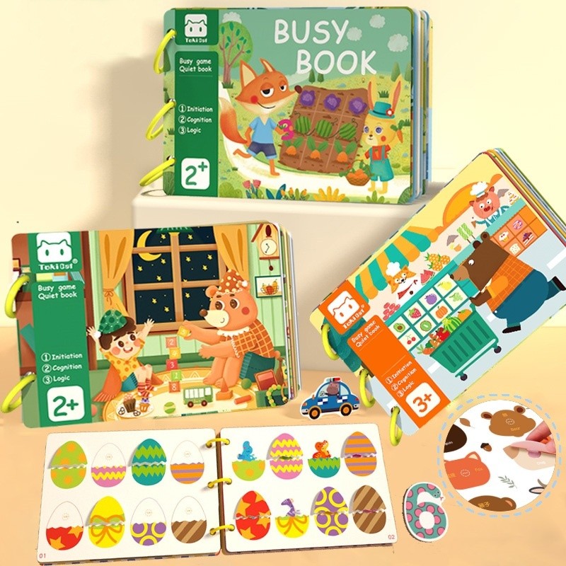 Buku Edukasi Anak Sticker Velcro Anak 30 pages buku anak 1-3tahun /Buku Bayi Mainan Edukasi Buku/Buk