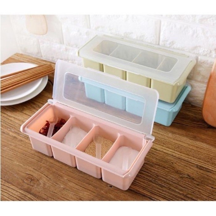 

Rak Case Kotak Tempat Penyimpanan Bumbu Dapur 4 Sekat 4in1 Storage Box - Orange