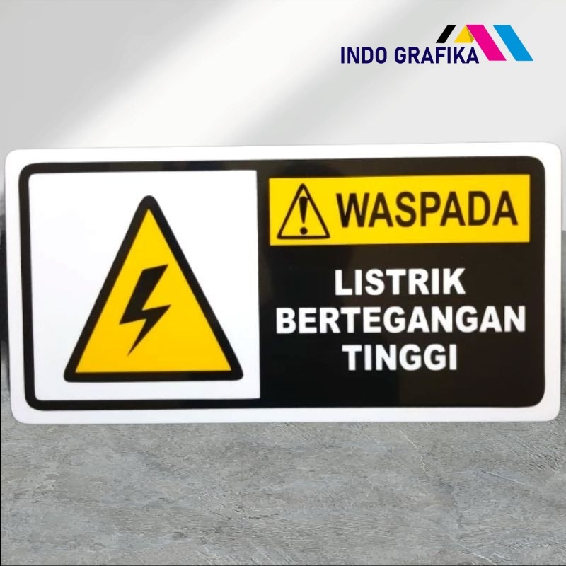 

Acrylic sign label WASPADA LISTRIK BERTEGANGAN TINGGI 40 x 20cm