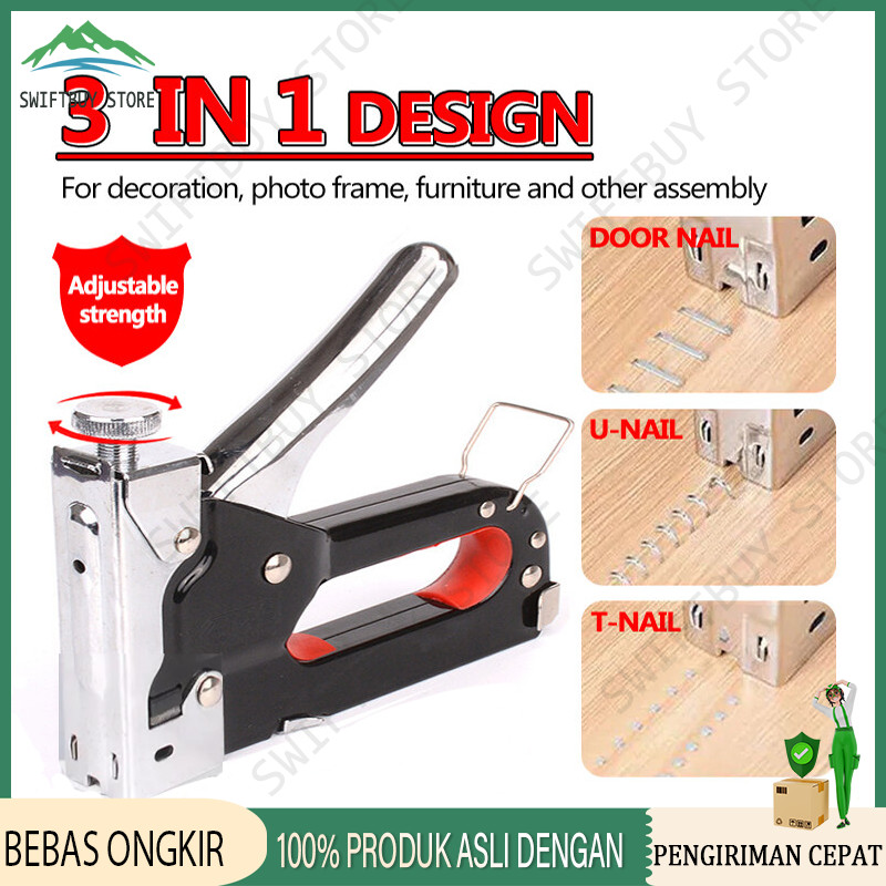 

Gratis 600 Staples 3 In 1 Stapler Gun Staples Tembak Gun Tacker Powerfull Pistol Stapler