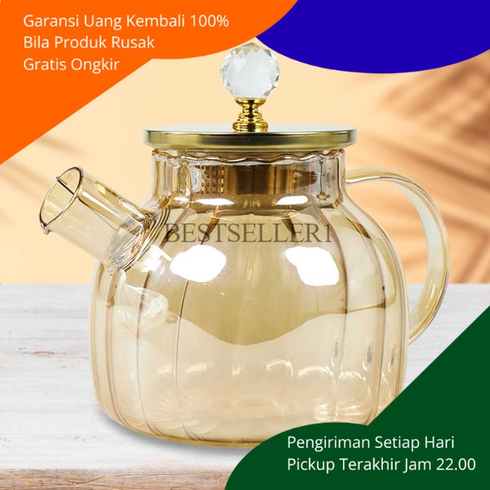 Teko Pitcher Thai Chinese Tea Pot Gelas Set Ceret Kaca Air Minum Es Teh Kopi Panas Aesthetik Zam Zam