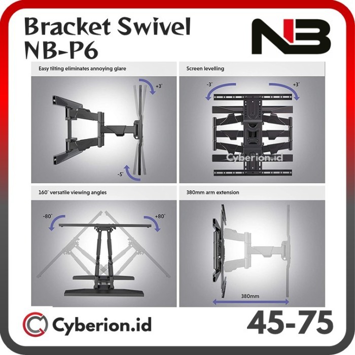 Bracket TV North Bayou NB P6 NBP6 43 50 55 65 75 Inch Smart/Android TV
