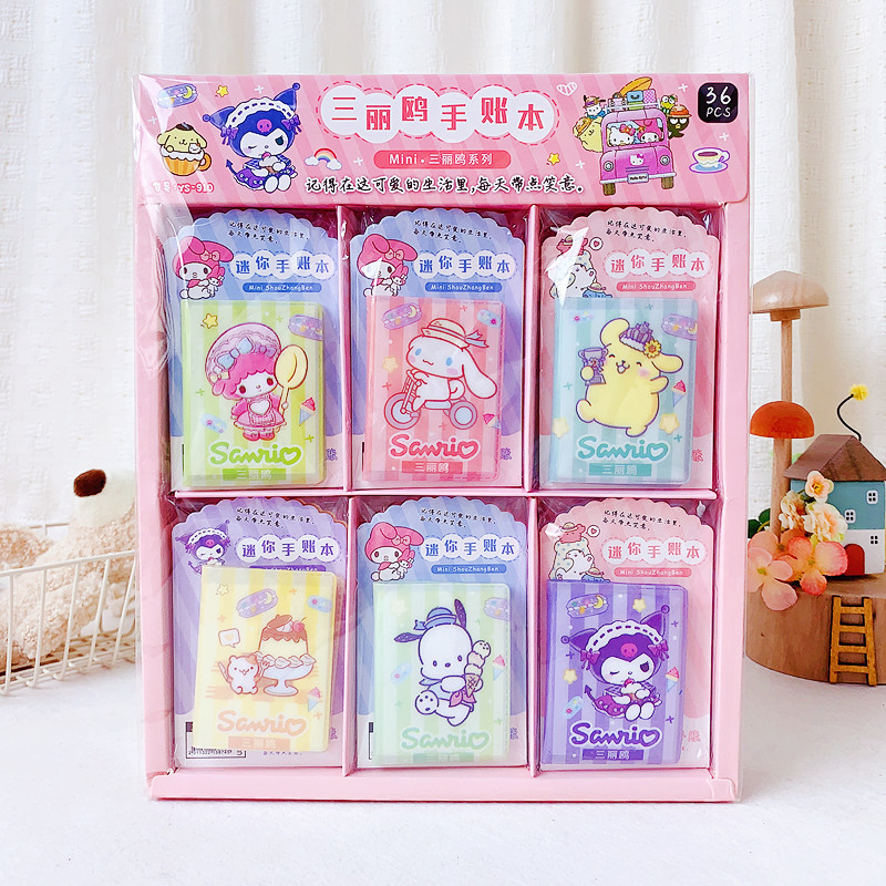 

36pcs Sanrio Hello Kitty Kuromi Melody Mini Notebook Diy Kawaii Pocket Book Student Words Notebook Memo Student Stationery Gifts