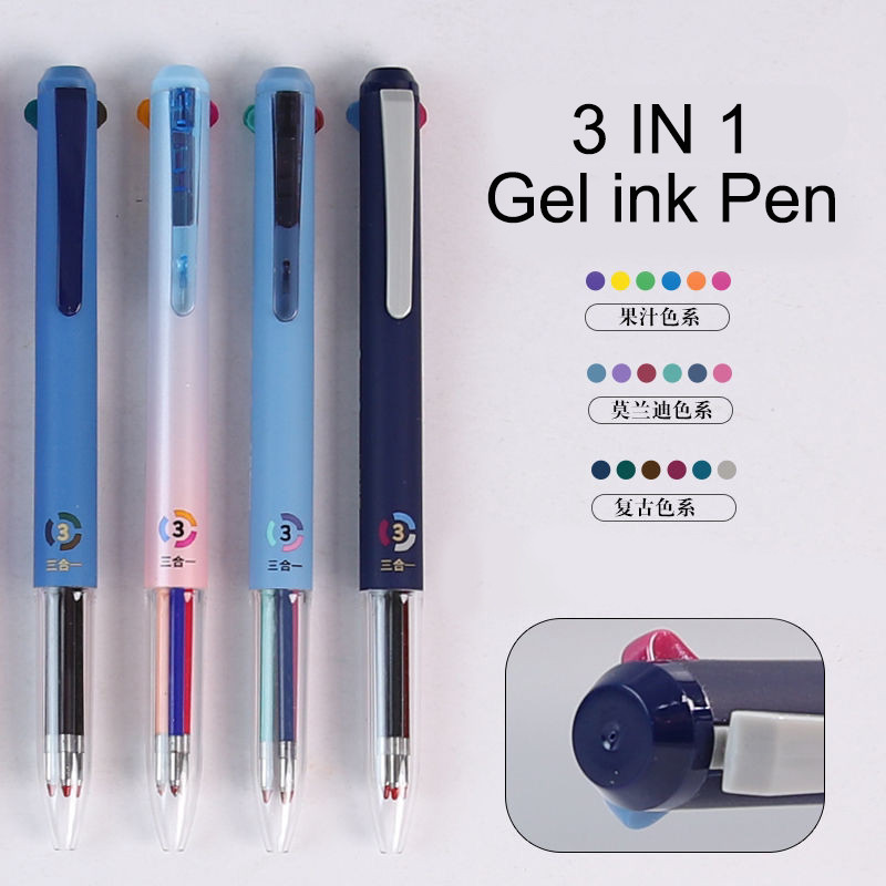 

Colored 3 In 1 Multicolor Pen 0.5mm Retractable Gel Ink Pen for Writing School Cute Stationery Office Accessories Penne Scuola