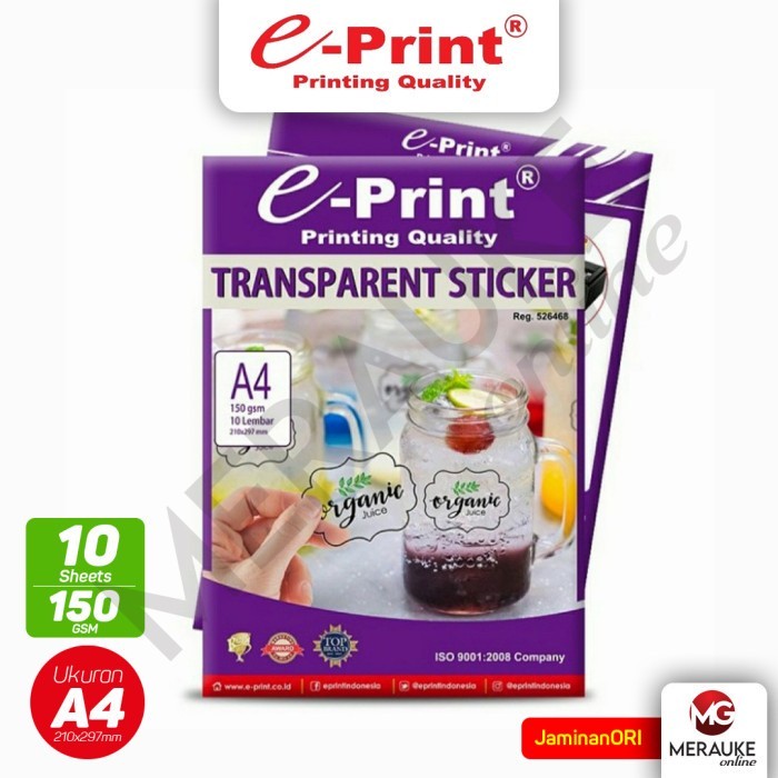 

Kertas Foto E-Print Transparent Sticker A4 150gsm 10s