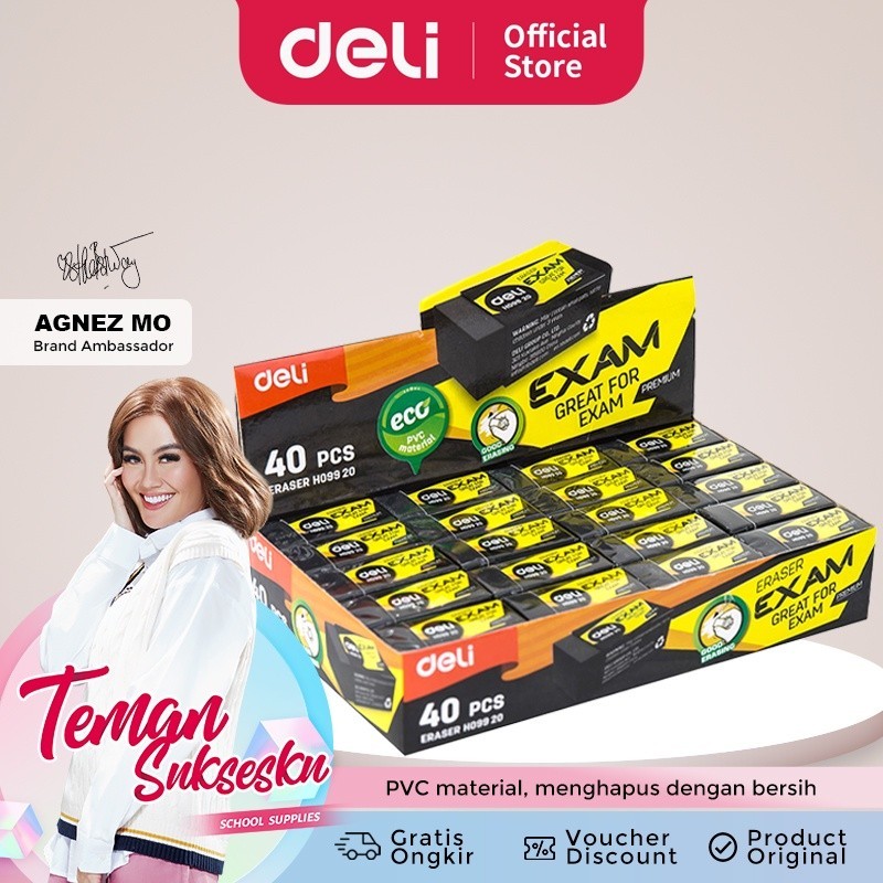 

Deli Penghapus Eraser Ujian Exam 2B 33 15 12mm 10gram pcs Hitam Black EH09920