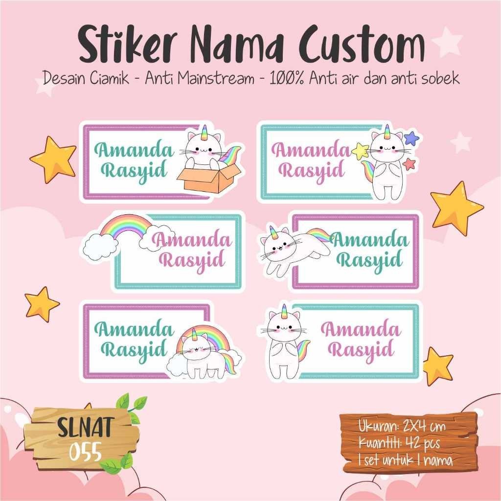 

Stiker Label Nama Anak Sekolah Rainbow Pelangi Cat Kucing Pastel SLNAT 055