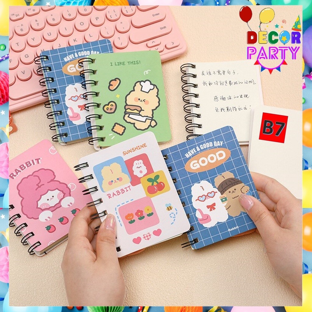 

DP Notebook Ring Motif Kartun B7 Buku Tulis Mini Binder Buku Catatan Memo Spiral Karakter