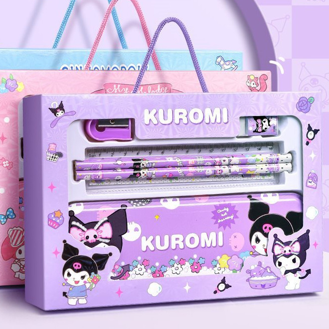 

PENSIL SET SANRIO KUROMI CHINAMOROL MELODY - SET ALAT TULIS 6 IN 1 MOTIF SANRIO