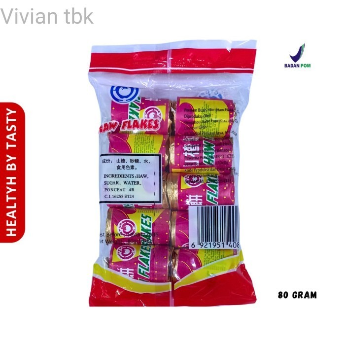 

vv Haw Flakes San Zha Pian Permen Sanca Manisan Buah Isi 10Pcs