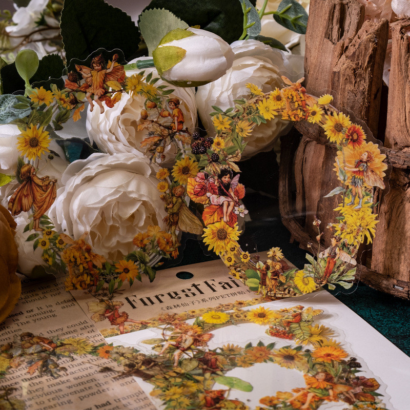 

10 Pcs /pack Big Size Flowers Ring Photo Frame Stickers Households Stationery Decoration