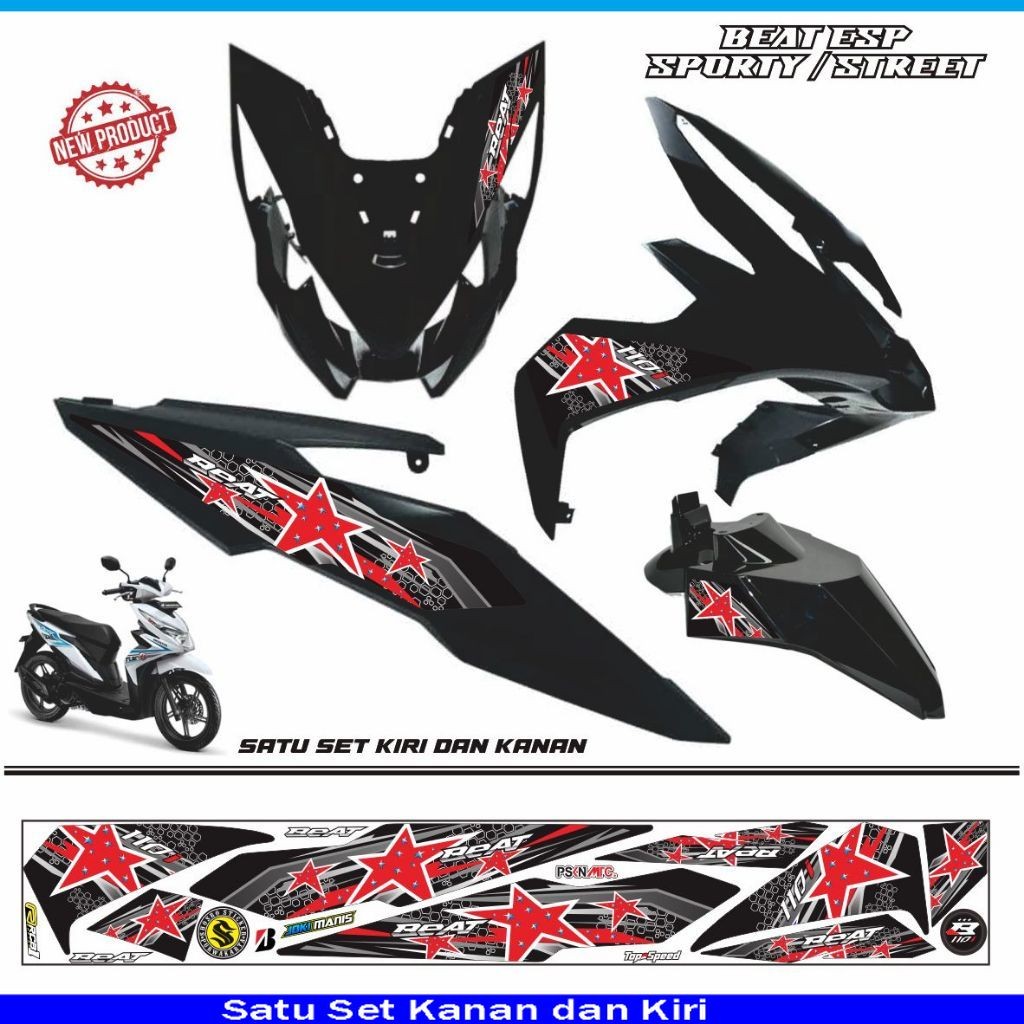 MOTIF stiker lis honda beat esp / beat street striping / beat 2017 2019 LIS MOTOR