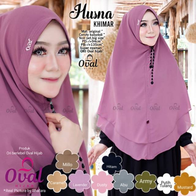 OVAL HIJAB HUSNA CERUTY BABYDOLL SIZE SUPER JUMBO