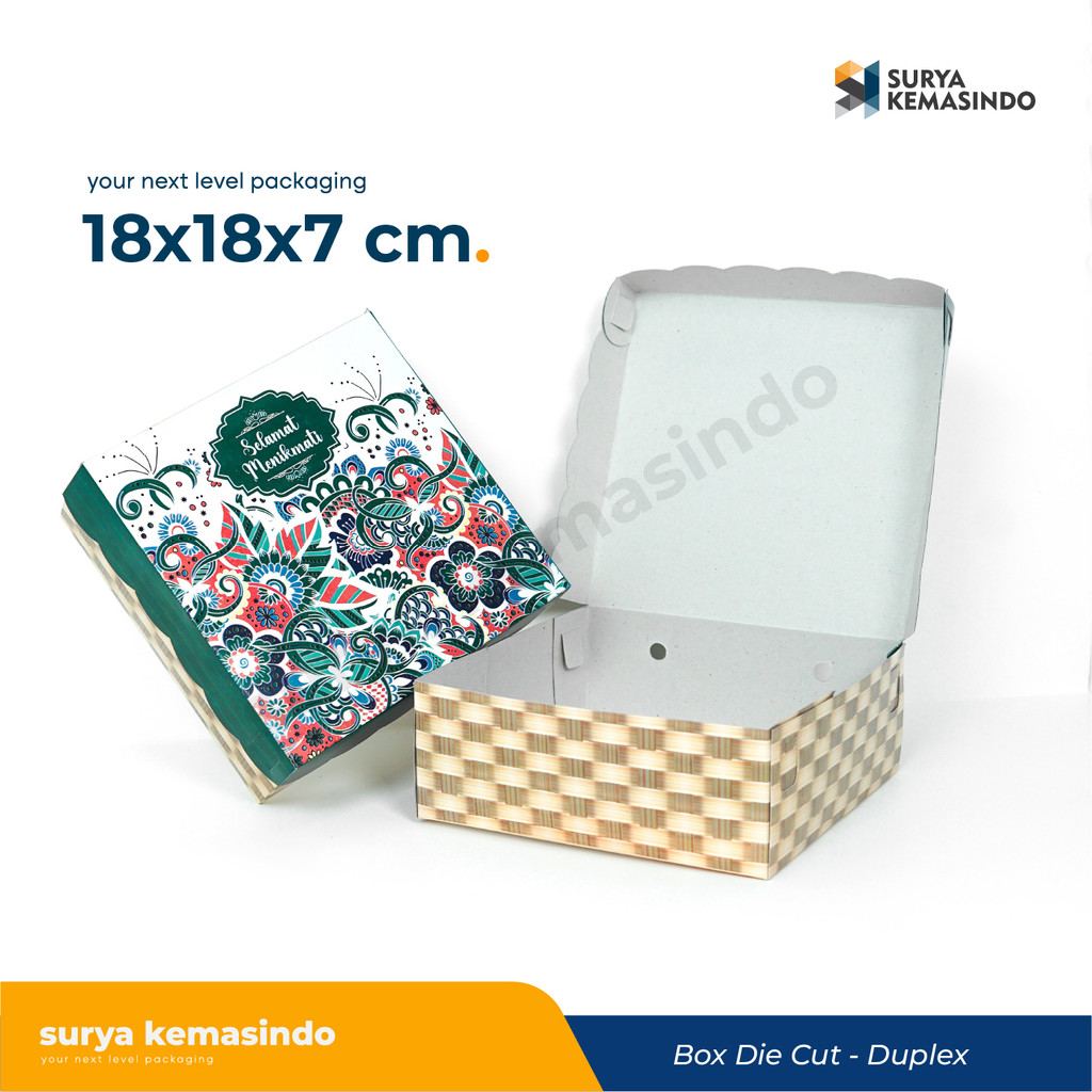 

Box 18x18x7 -R8 (Paket 100 pcs) Kardus/Karton/Duplex/KotakNasi/Berkat/Tinggi7