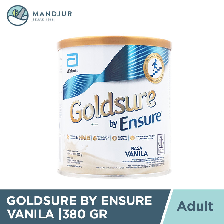 

Goldsure By Ensure Vanila 380 Gram - Susu Penambah Nutrisi Dewasa Selama Masa Pemulihan