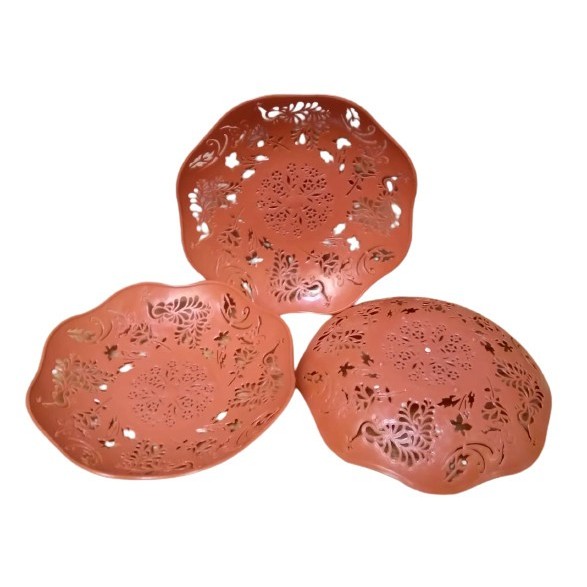 12pcs Piring Plastik Cantik Motif Bunga 1 Set 12 pcs Piring Makan