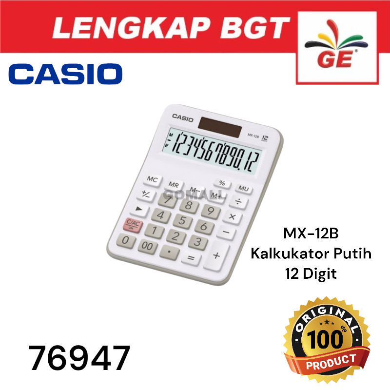 

Kalkulator Casio MX-12B-WE 12 Digit, Calculator Desktop 12 Digits MX 12B White Original - 76947