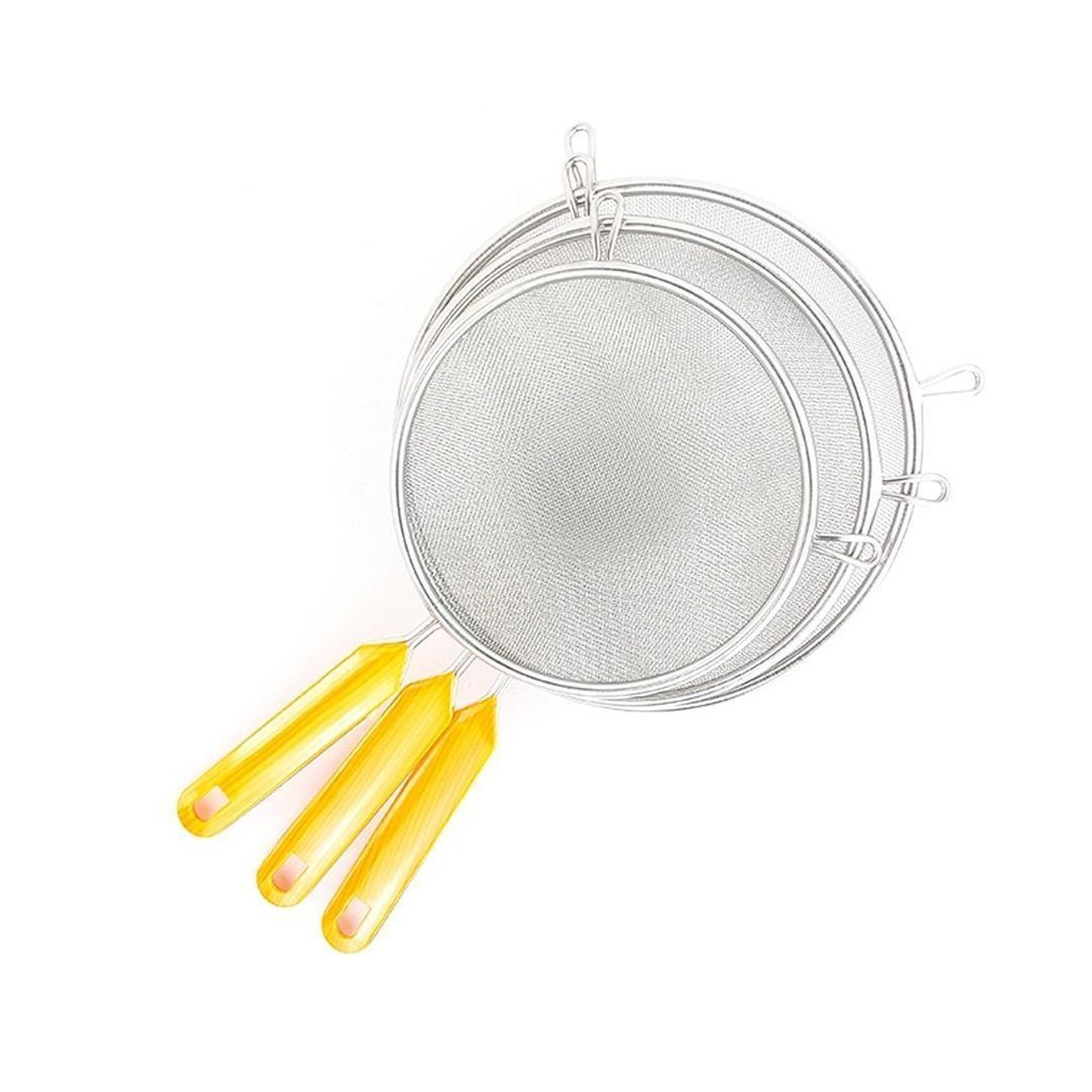 SerbaSerbi - Saringan Jeruk Kuping Gagang Merah Ukuran 16, 18, 20 CM Bahan Stainless Steel Premium A