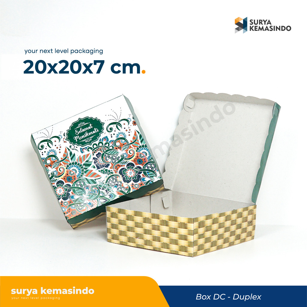 

Box 20x20x7 -R10 (Paket 100 pcs) Kardus/Karton/Duplex/KotakNasi/Berkat/Tinggi7