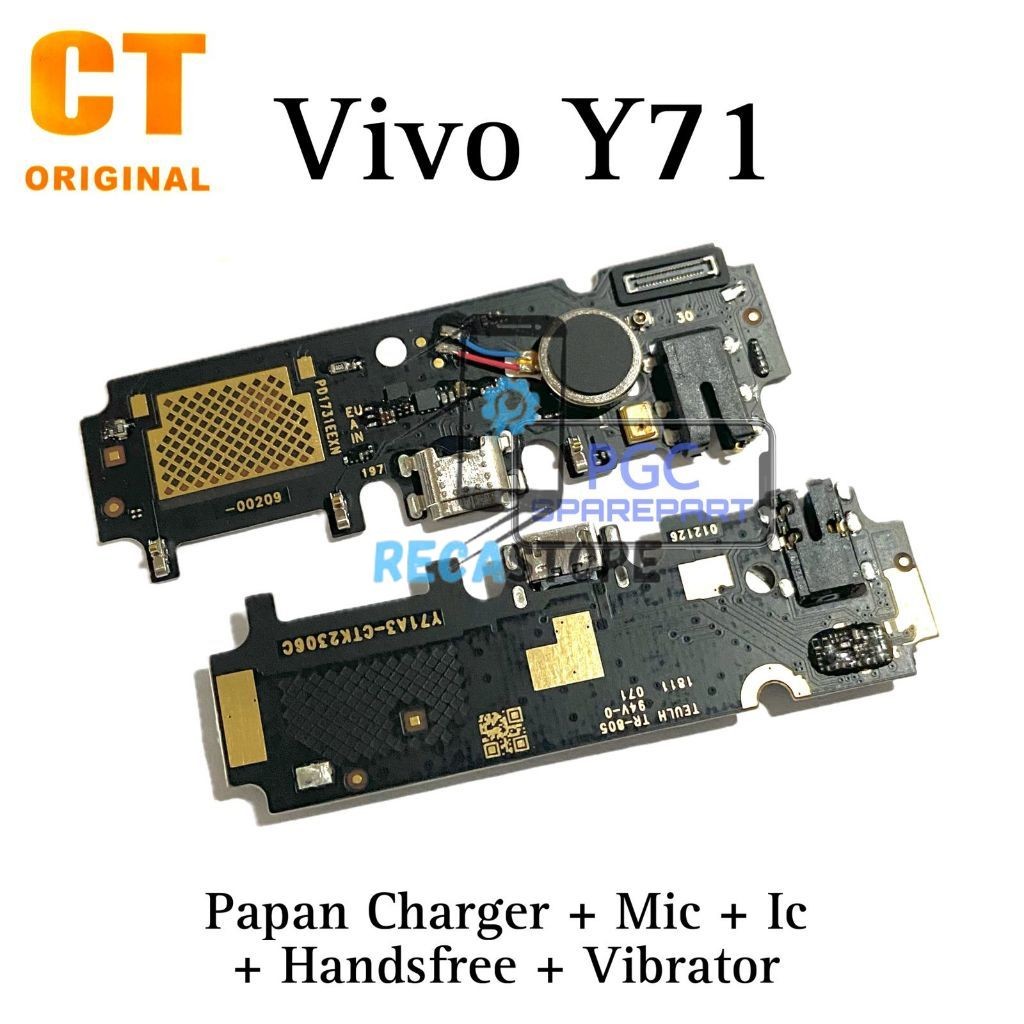 Original CT Ada IC - Papan PCB Connector Charger + MIC + Handsfee + Vibrator Vivo Y71 / 1724 / 1801i