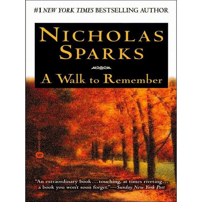 Novel best seller A walk to remember by Nicholas Sparks