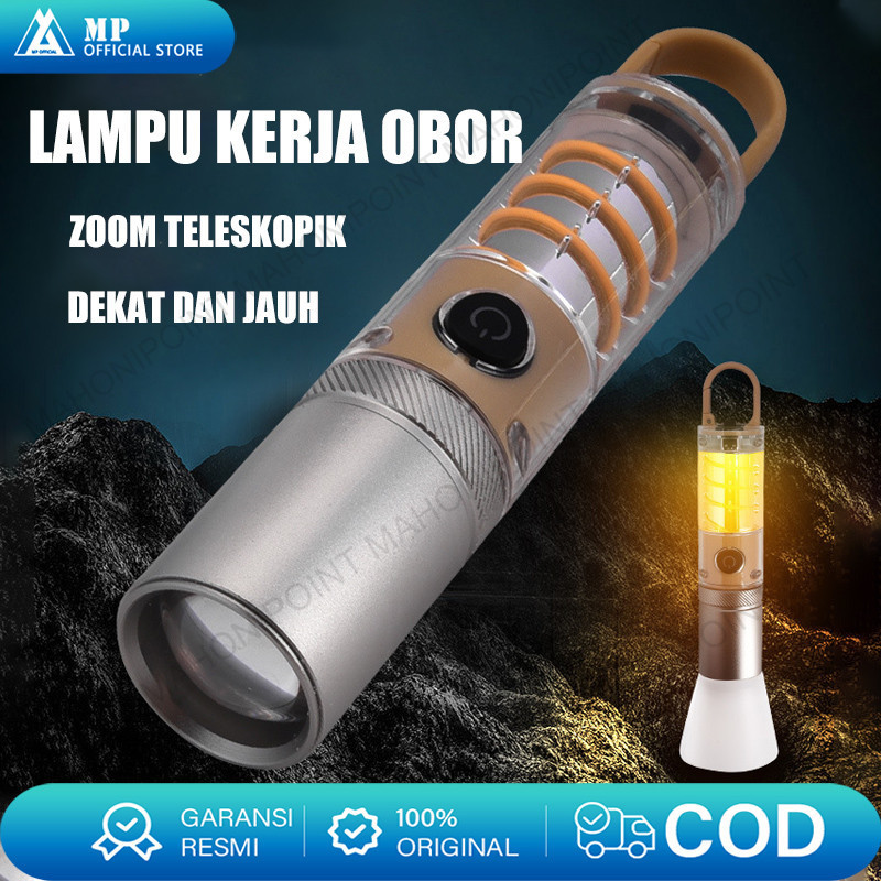 10W  Senter LED Super Terang 90000 lumens type-C Rechargeable Senter Anti Air Zoomable Flashlight 3 