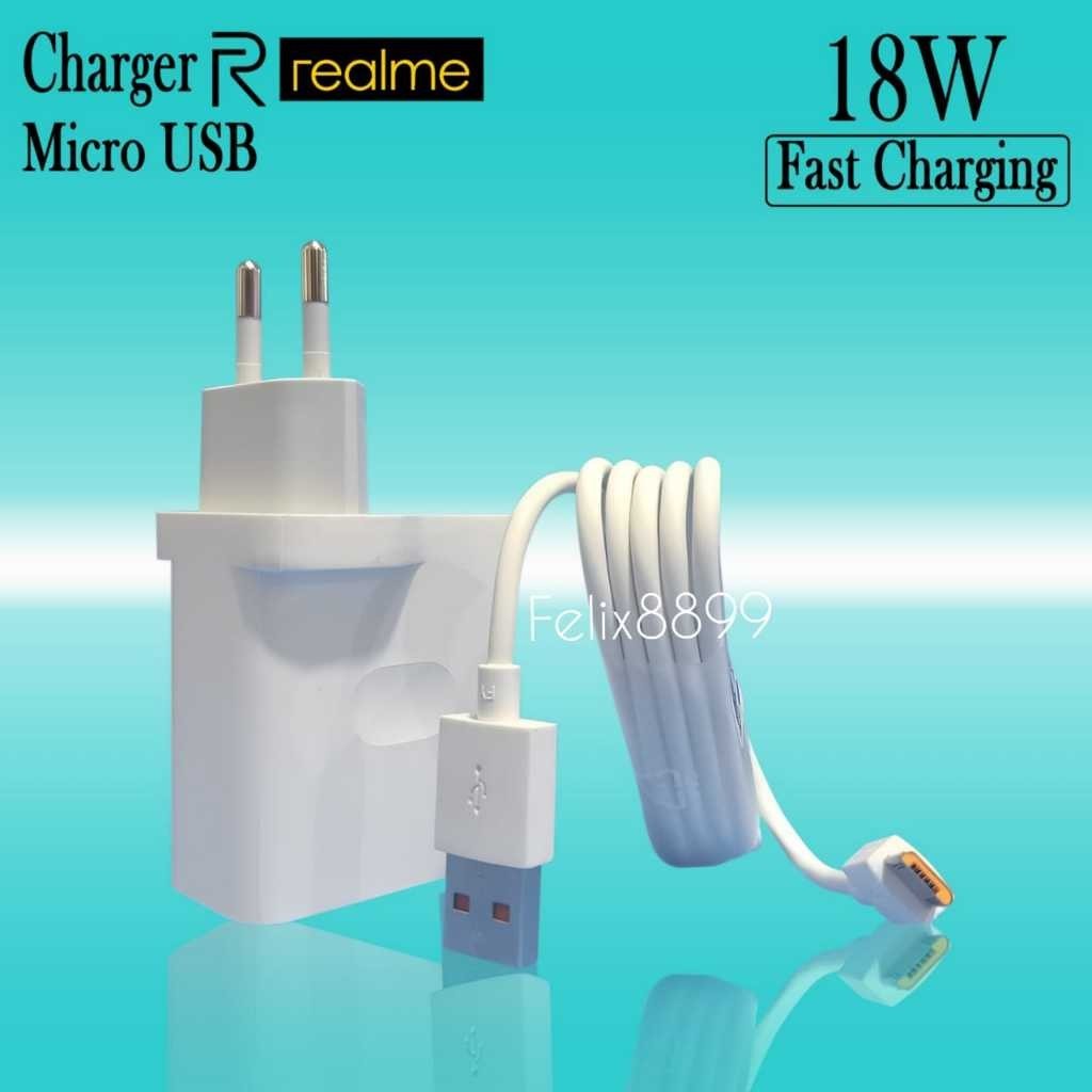 Charger Casan Realme C11 C12 C15 C20 C21 C21Y C25Y C30 C31 C33 Original 18W Micro USB Fast Charging
