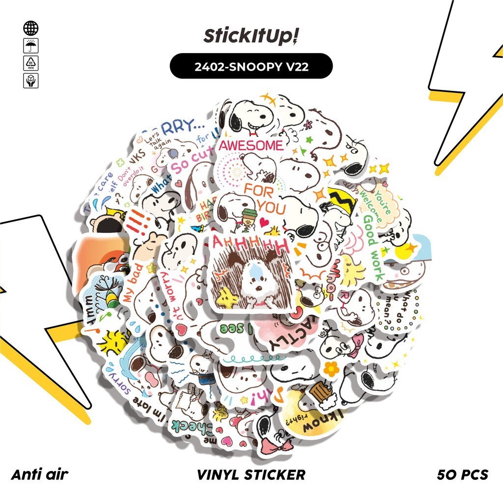 

COD✨ 50 Pcs Stiker SNOOPY V22 Lucu Anti Air Untuk Dekorasi Notebook Sepeda Skateboard Handphone DIY